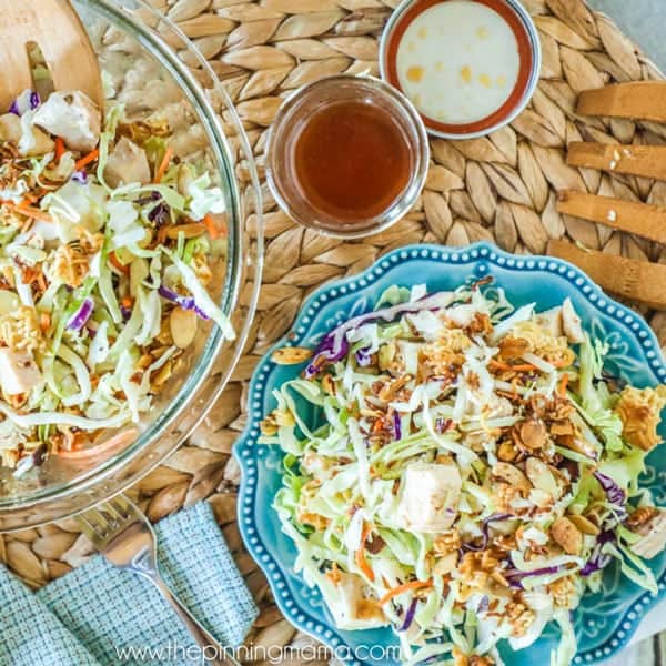 Asian chopped chicken salad served