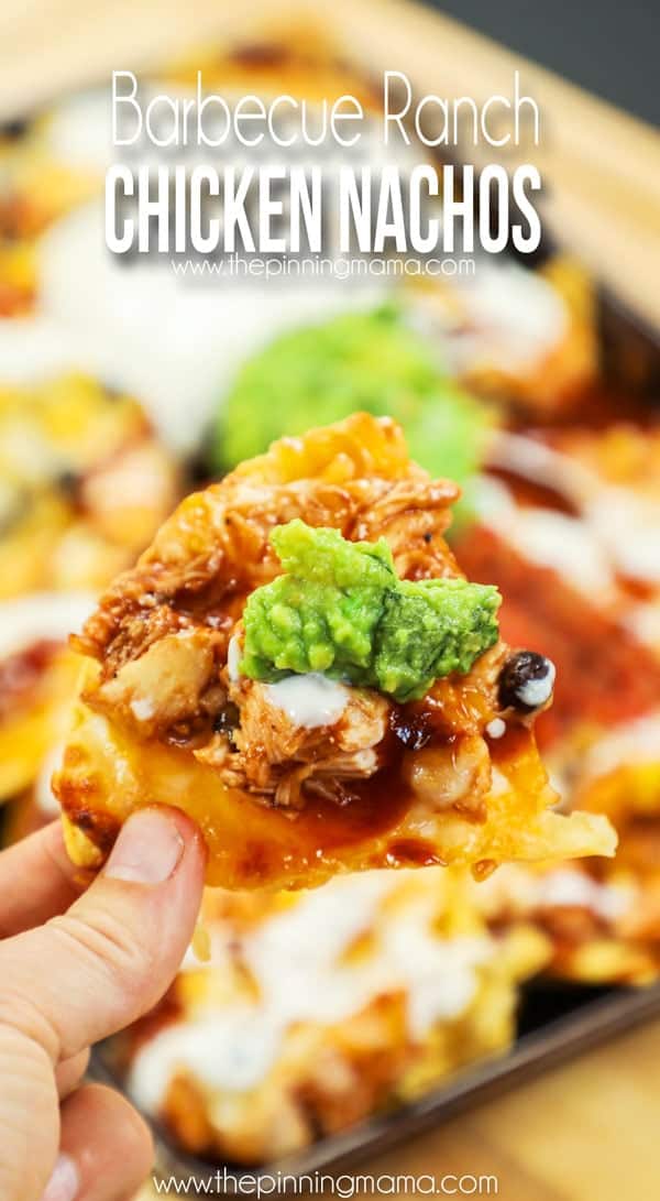 Barbecue Ranch Chicken Nachos ready to eat