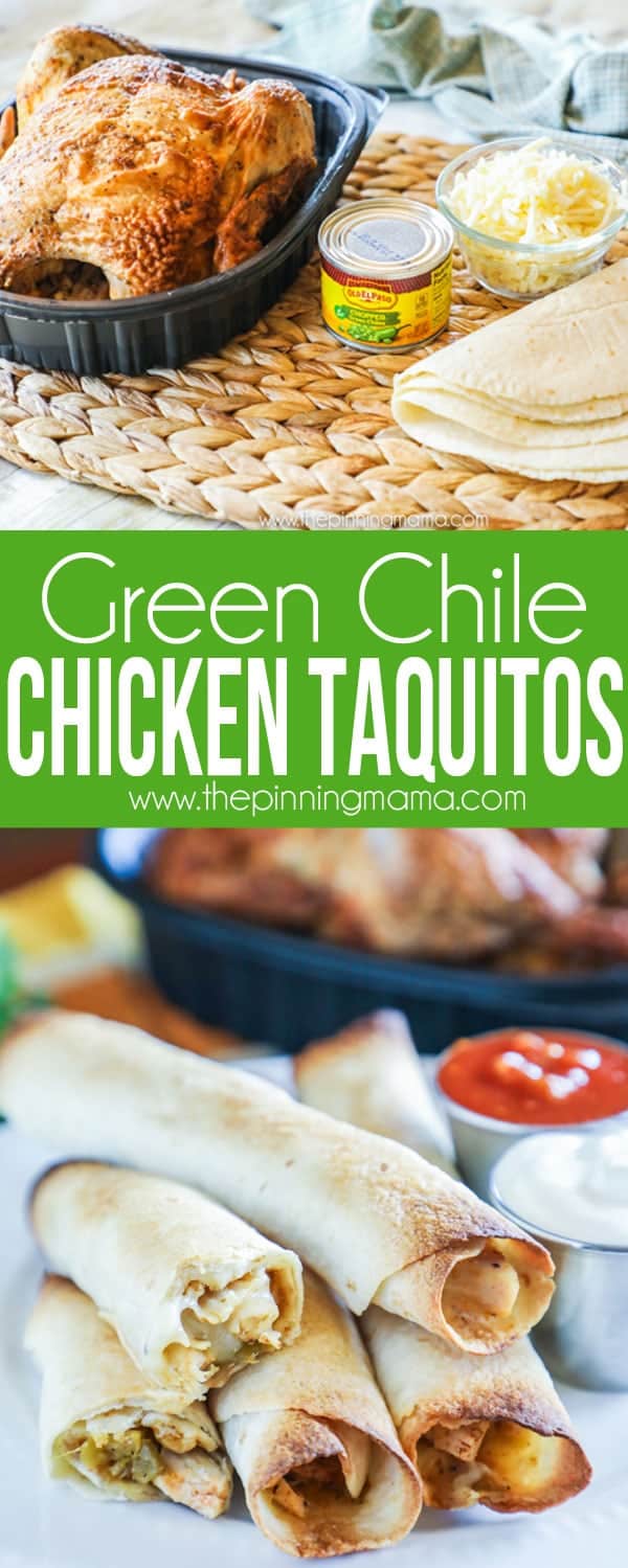 Oven Baked Green Chile Chicken Taquitos reicpe