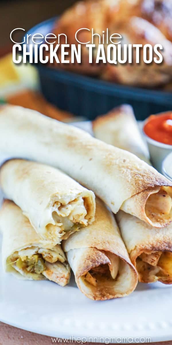 Chicken taquitos made with green chilis