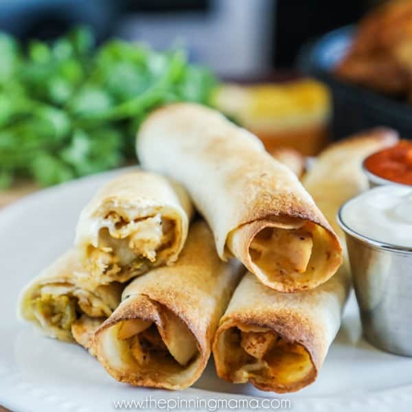 Oven baked taquitos with green chilis and chicken