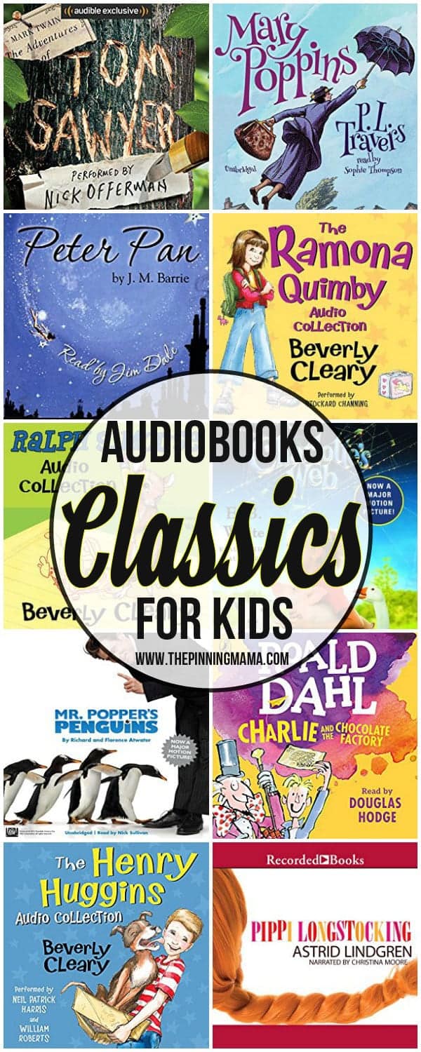collection of classic children's book covers available on audiobook