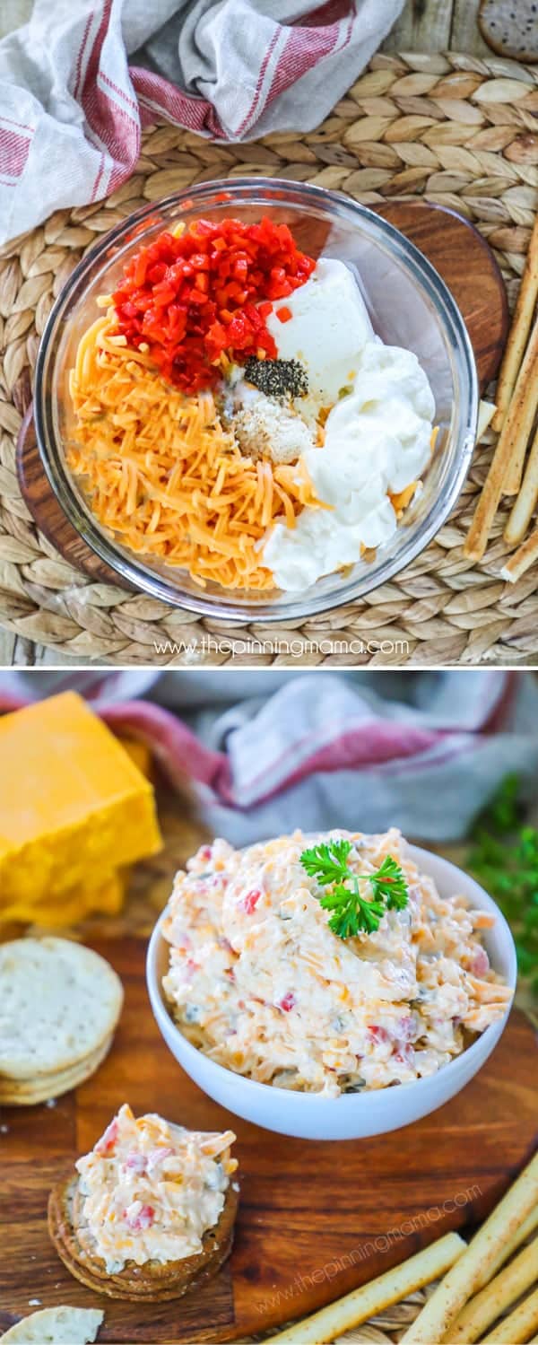Homemade Pimento Cheese Ingredients with cheddar and cream cheese