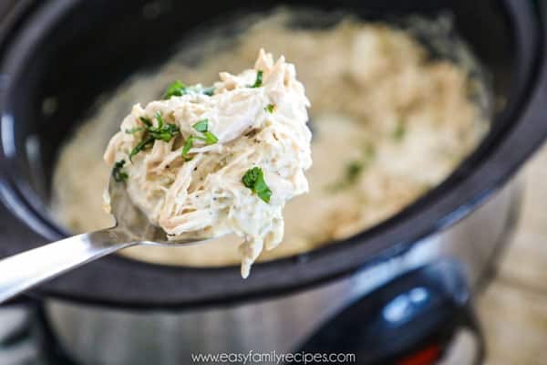 Serving Crockpot Green Chile Chicken