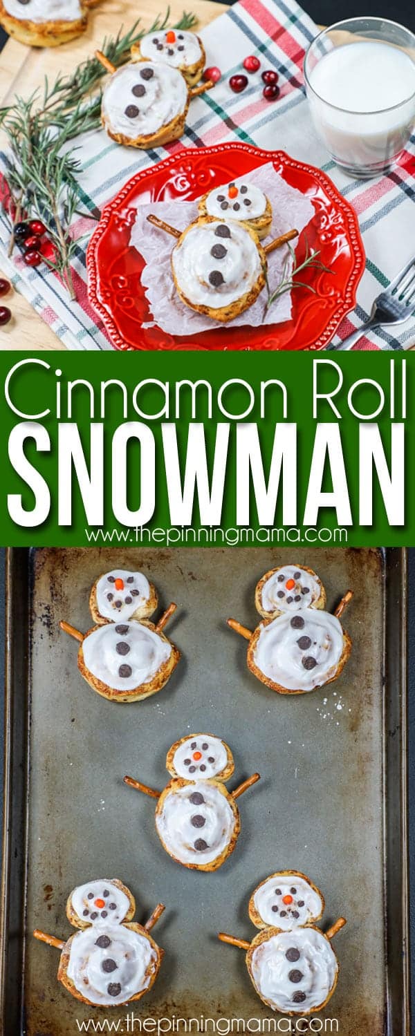 Christmas Breakfast idea- Cinnamon Roll Snowmen