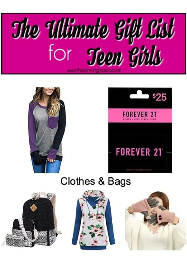 Gift list for teens, clothes and Bags