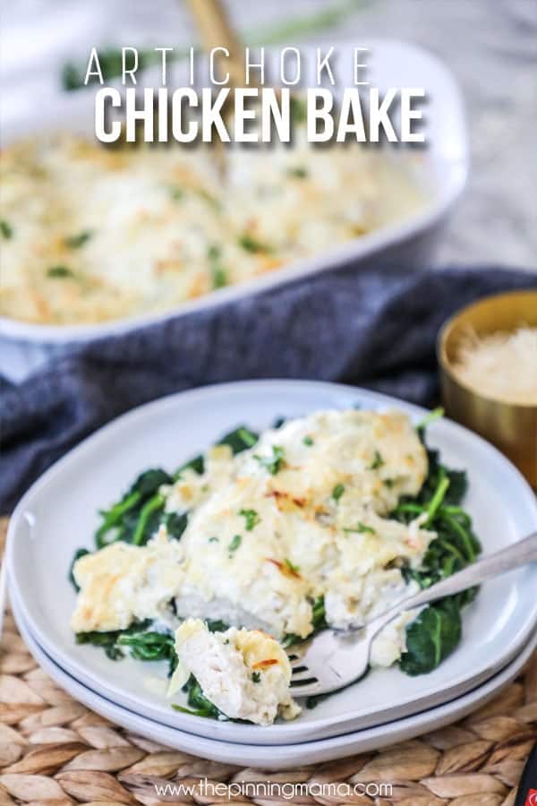 Artichoke Chicken served with spinach