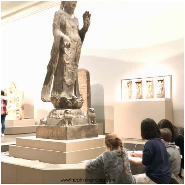 Drawing in the galleries at The Museum of Fine Arts. in Boston.