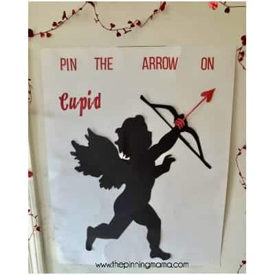 Pin the arrow on CUPID game for school parties.