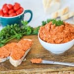 Sundried tomato spread on bread