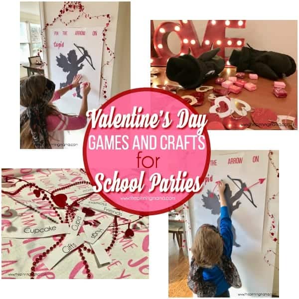 Valentine games and crafts for school parties.