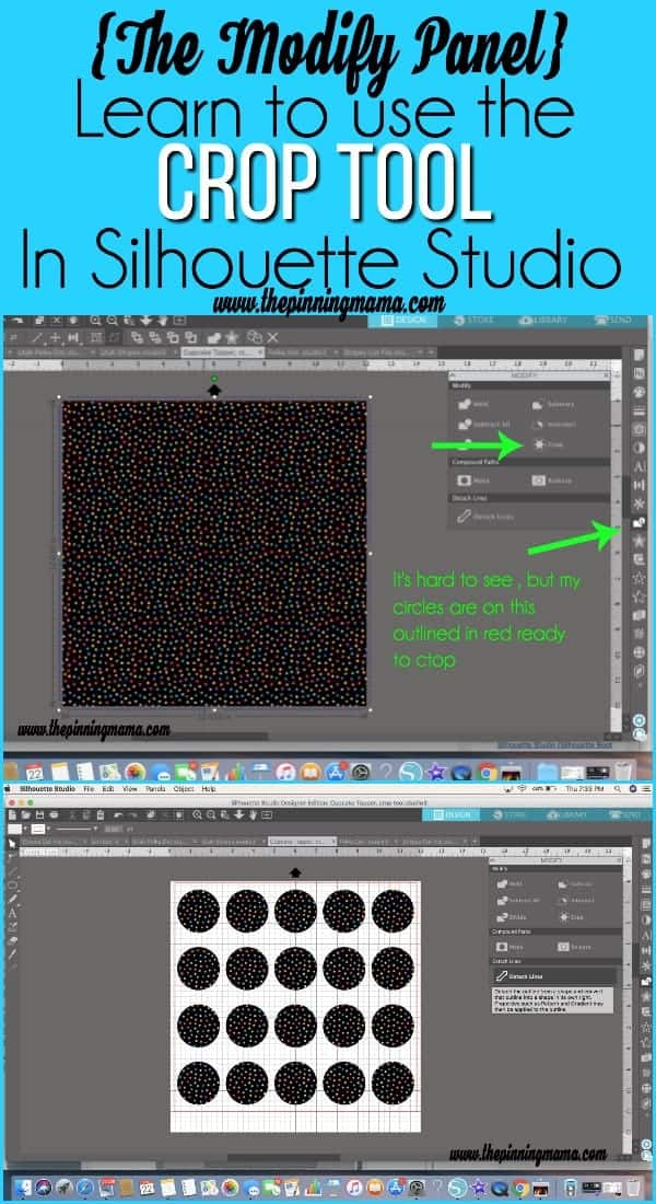 Learn how to use the crop tool in Silhouette Studio, The modify Panel.
