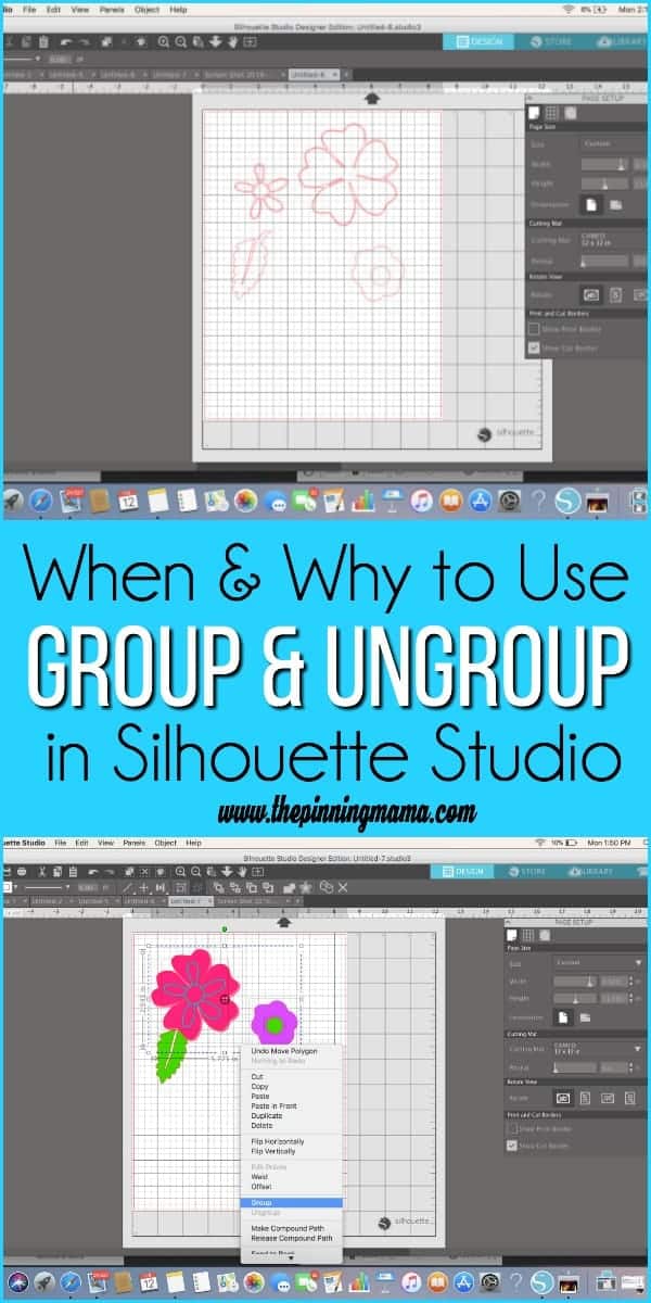 When & Why to use Group and Ungroup in Silhouette Studio.