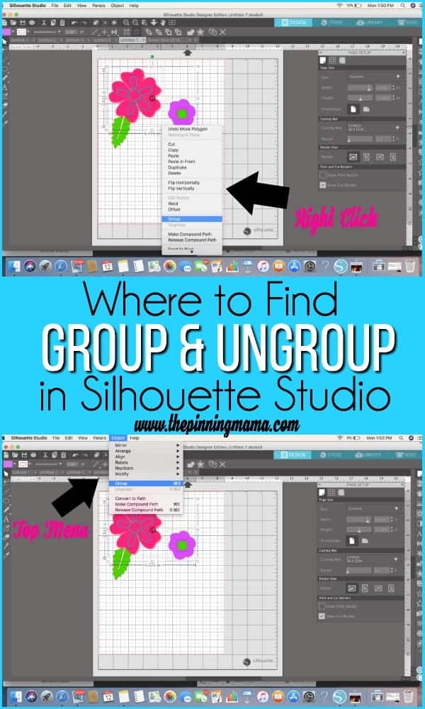 Group and Ungroup in Silhouette Studio. 