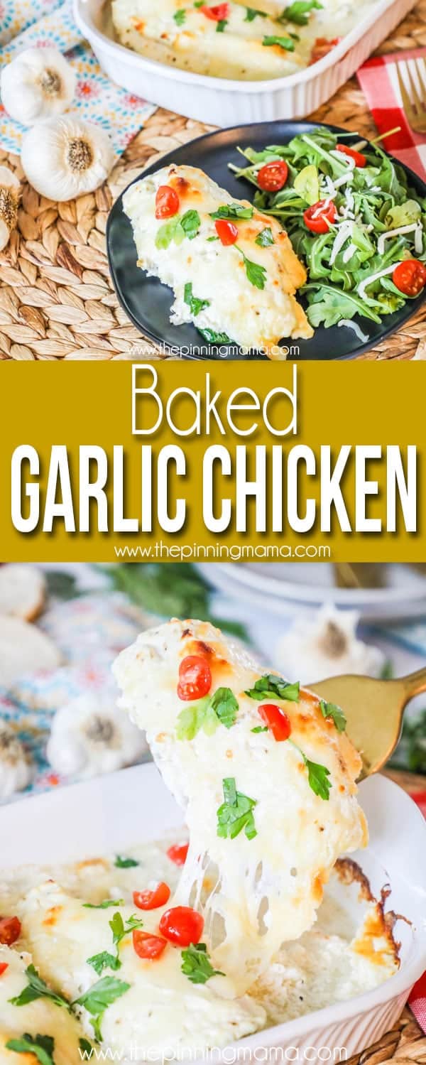 Low Carb Baked Garlic Chicken served with salad