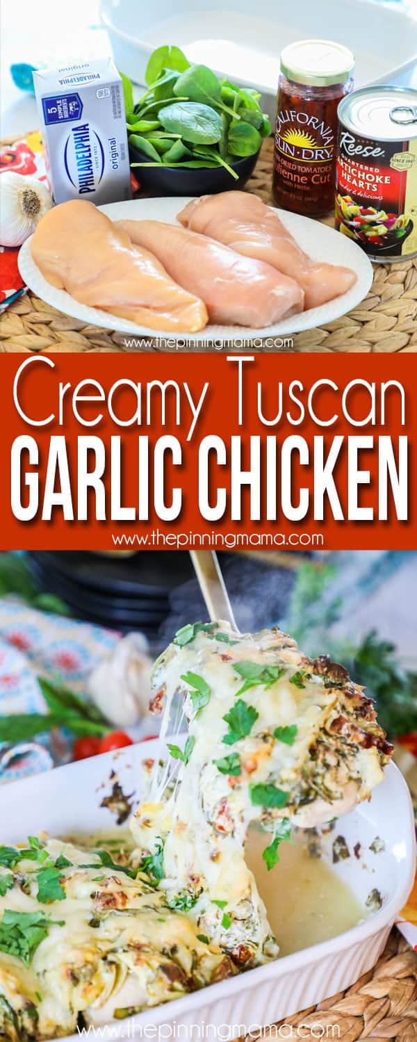 Creamy Tuscan Garlic Chicken Ingredients and serving