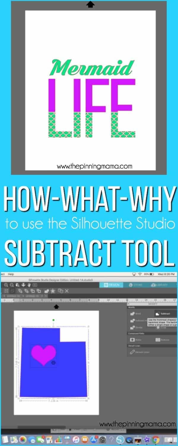 Using the Subtract tool in Silhouette Studio. 