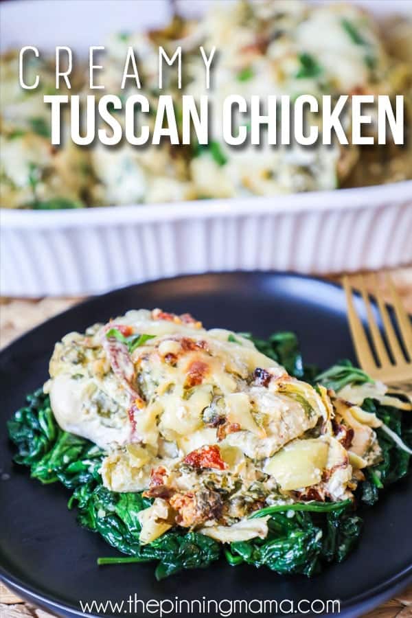 Tuscan Garlic Chicken served with spinach