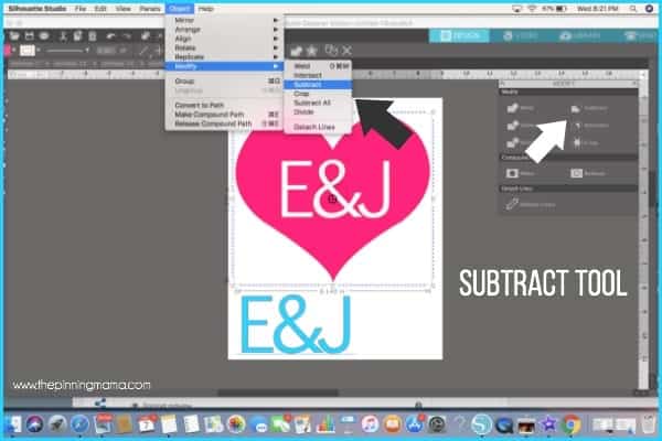Where do I find the Subtract tool in Silhouette Studio?