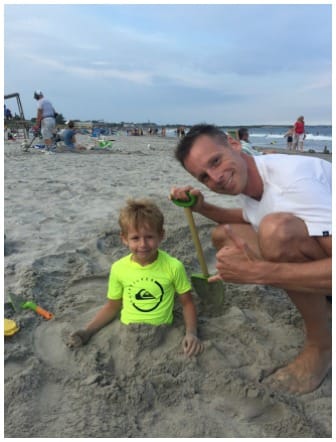 Playing in the sand at Second Beach. 