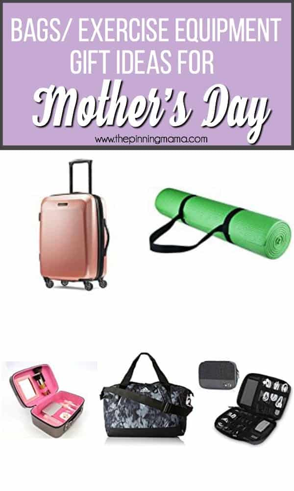 Bags and Exercise equipment gift ideas for Mother's Day. 