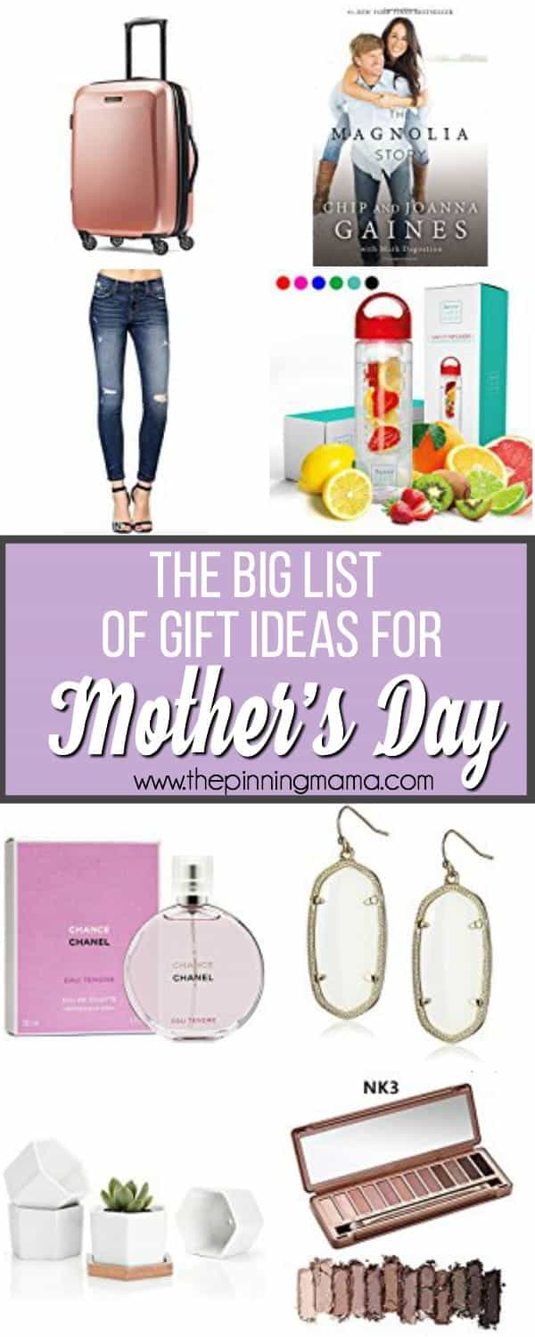 The Big List of Gift Ideas for Mother's Day.