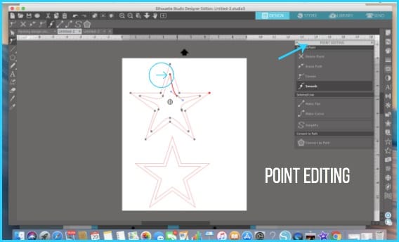 Where to find Point Editing in Silhouette Studio.