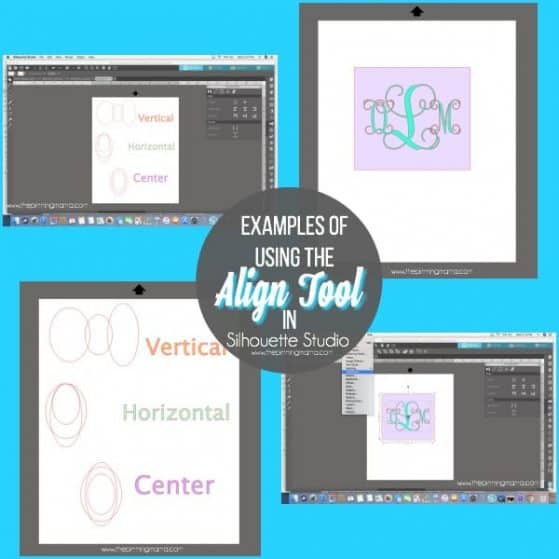 Examples of using the Align tool in Silhouette Studio.