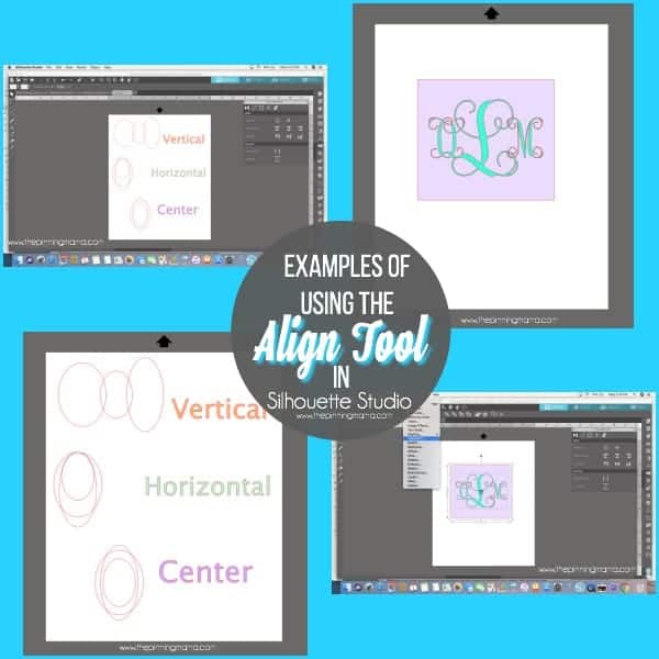 Examples of using the Align tool in Silhouette Studio. 