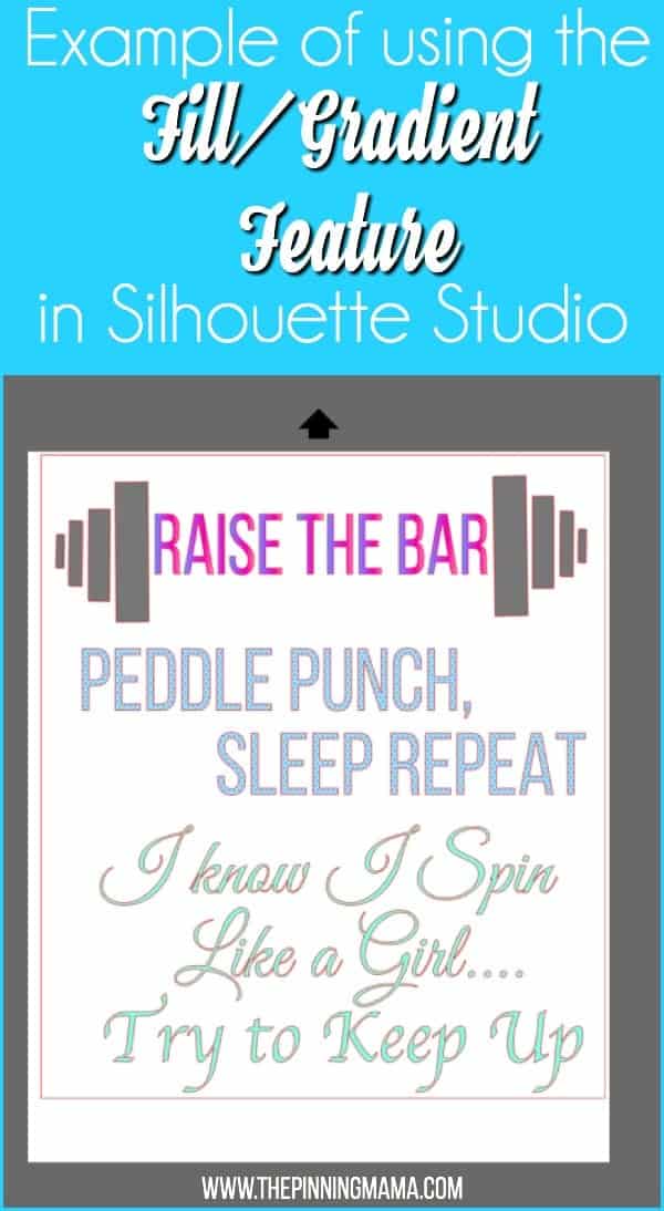 Examples of using the Fill/Gradient Feature in Silhouette Studio.