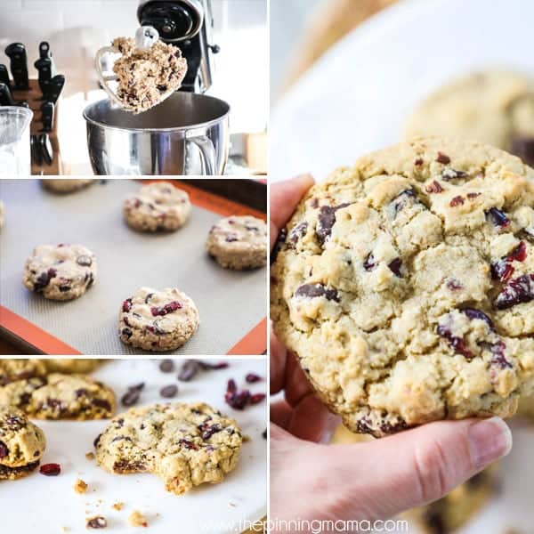 Thick + Chewy Oatmeal Cranberry Cookies - The Pinning Mama