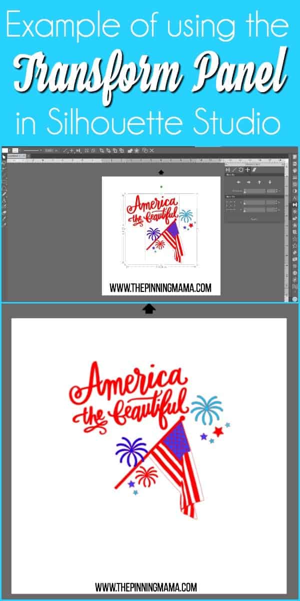 Example of using the Transform Panel in Silhouette Studio.