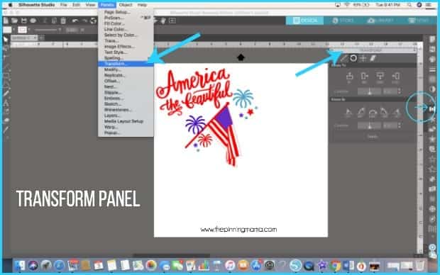 Where do you find the Transform panel in Silhouette Studio.