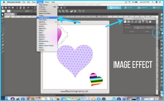 Where to find Image Effect in Silhouette Studio.