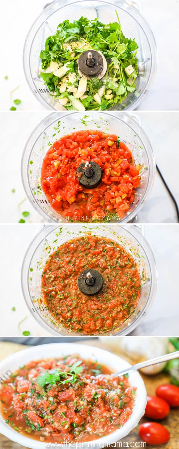 Steps to making Whole30 Salsa. 