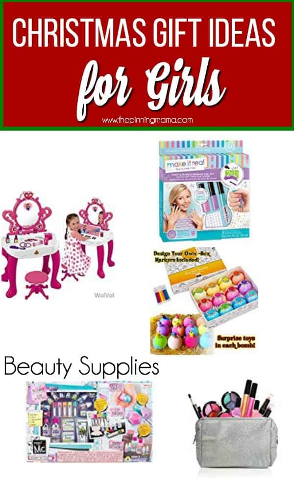 Christmas Gift Ideas for Girls, Beauty Supplies including play makeup and bath bombs.  