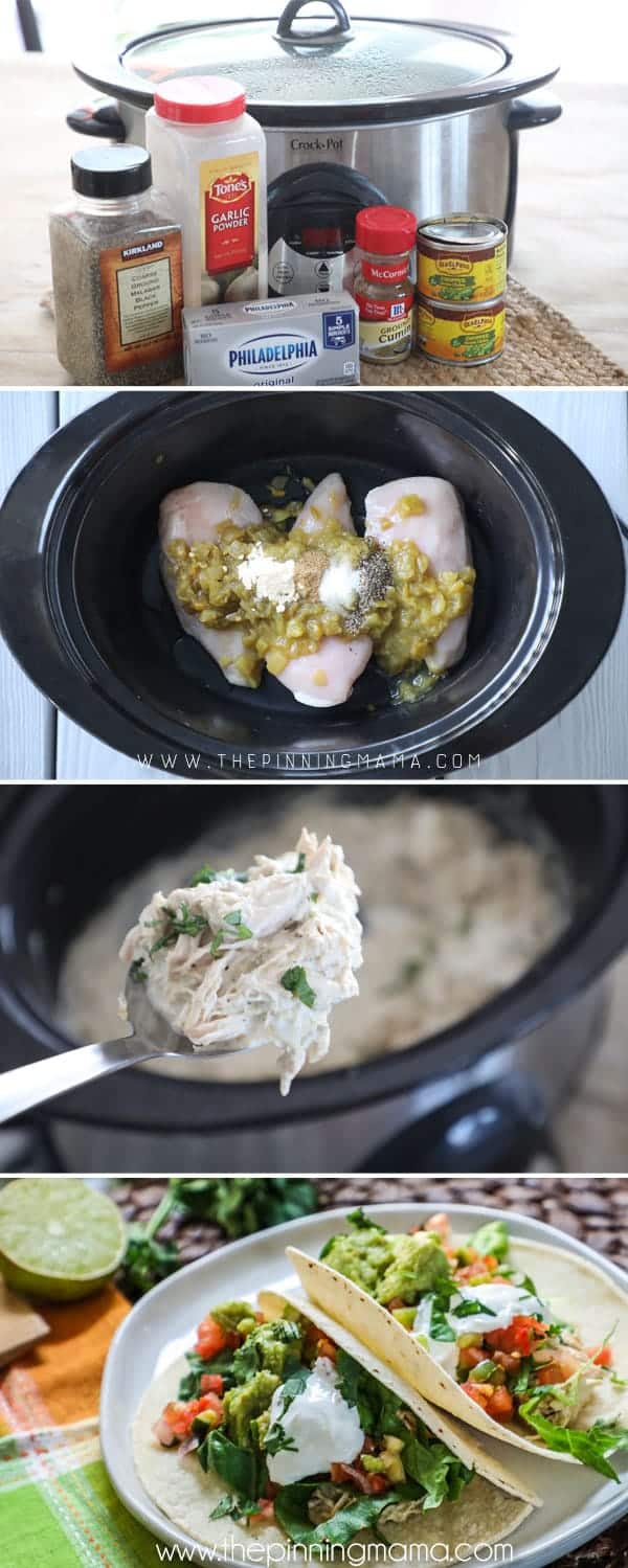 How to make crockpot chicken tacos, they are super easy and perfect for weeknight dinners. 