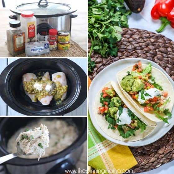 Try these delicious crockpot chicken tacos for taco Tuesday.