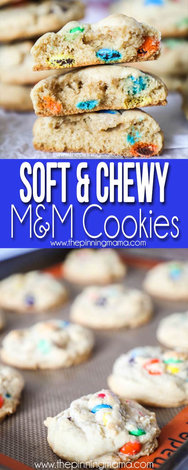 The BEST Soft Chewy M&M Cookie recipe!  Love these classic cookies!
