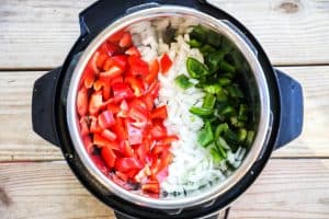 Chicken Fajita Soup Step 1: Sautee bell peppers and onions