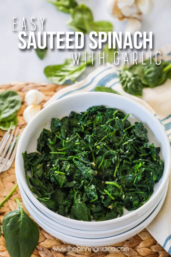 Sautéed Spinach is great for a busy weeknight. It only takes 5 minutes on a stovetop. Sautéed Spinach with garlic is the best side dish for any meal.