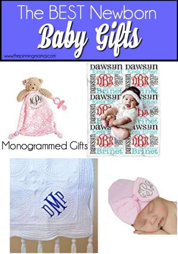 Monogrammed gift ideas for newborn babies. 