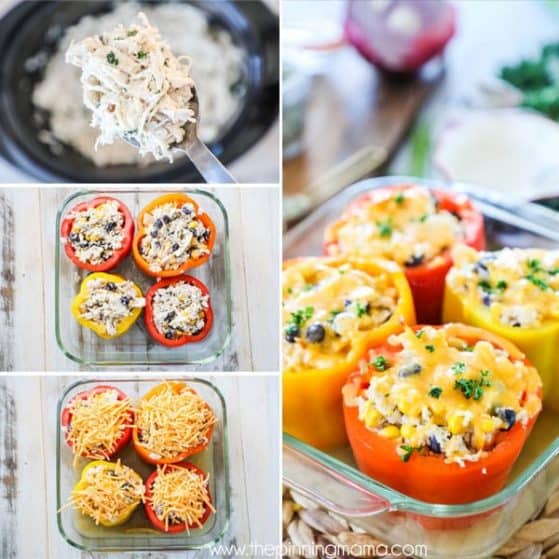 Stuffed chicken peppers are a delicious wholesome family meal.