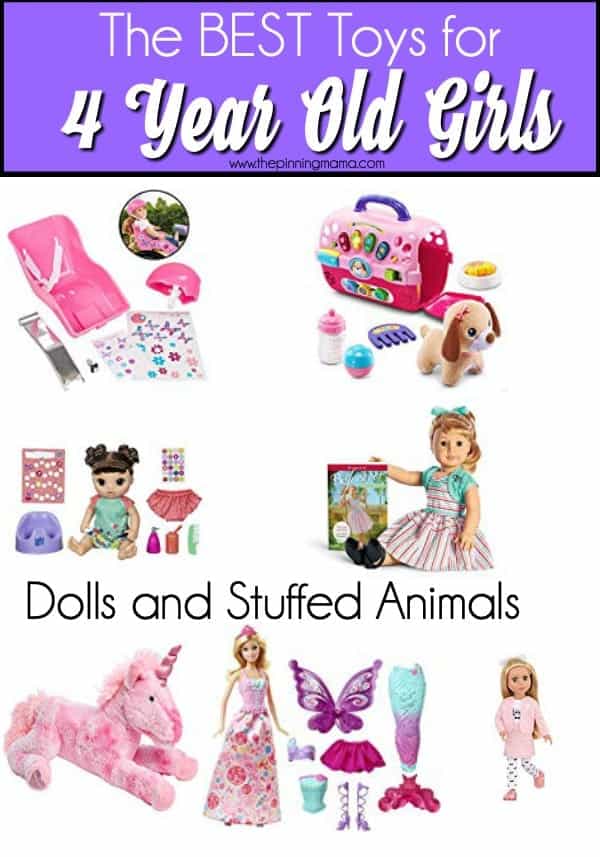 The BIG list of doll and stuffed animal toy ideas for 4 year old girls. 