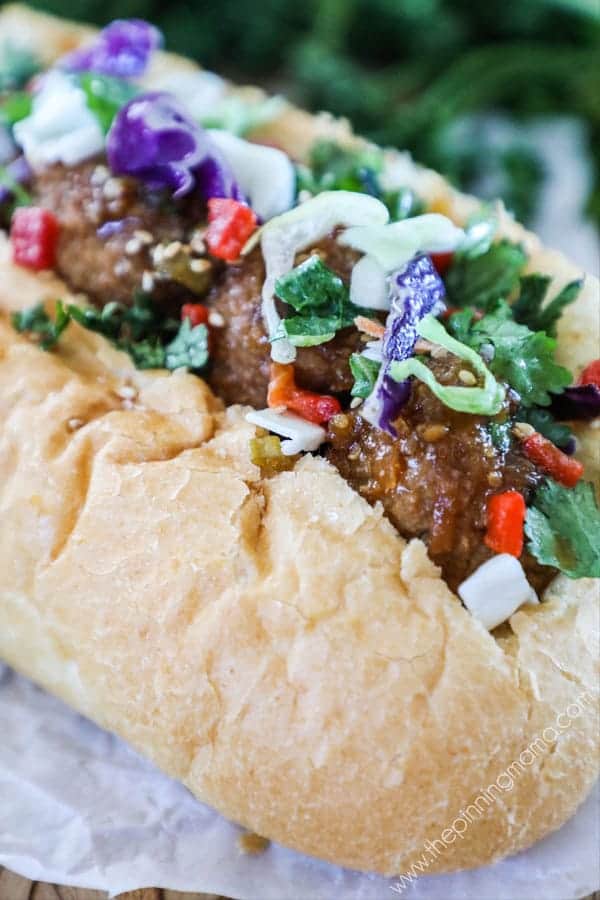 Crowd pleasing Asian Meatball Subs are perfect easy weeknight meal. 