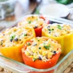 Recipe for ranch chicken stuffed pepper.