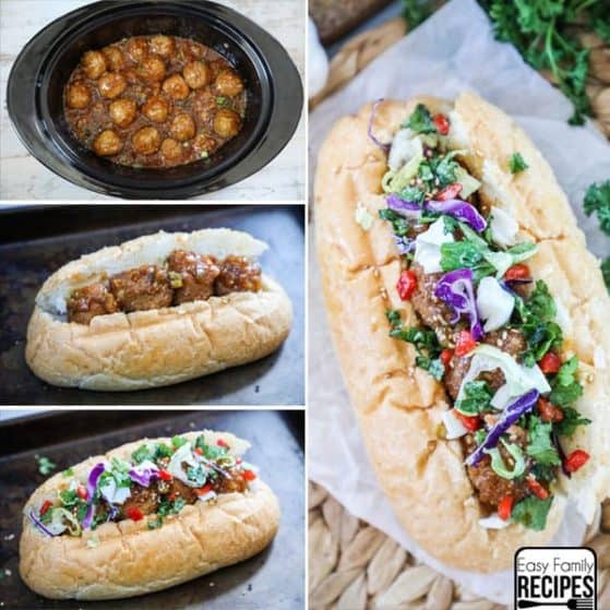 Asian Meatball Subs are sweet and savory creating the perfect sandwich