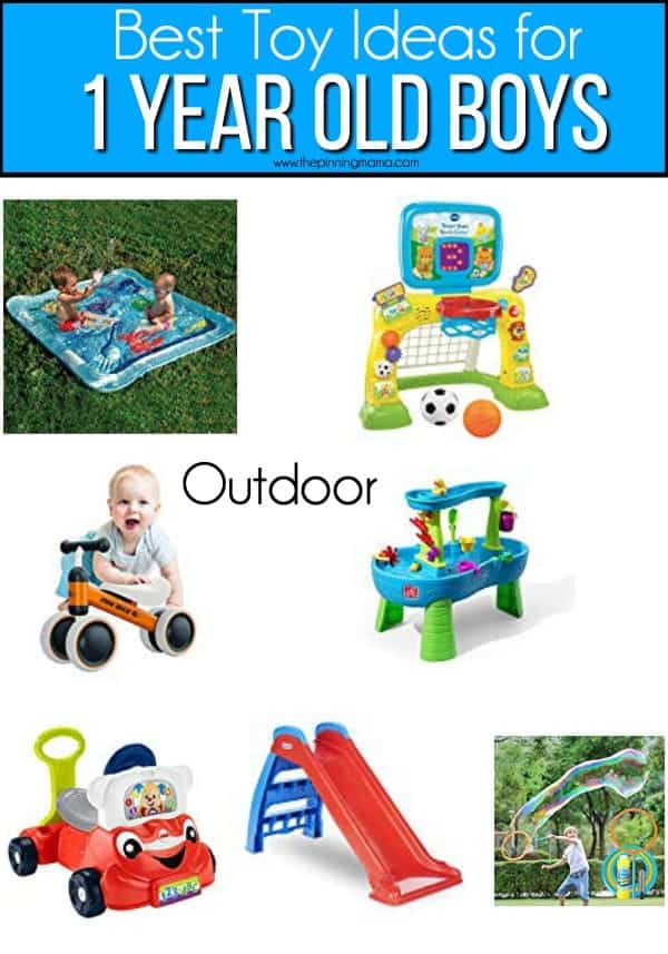 The big list of outdoor toy ideas for 1 year old boys. 