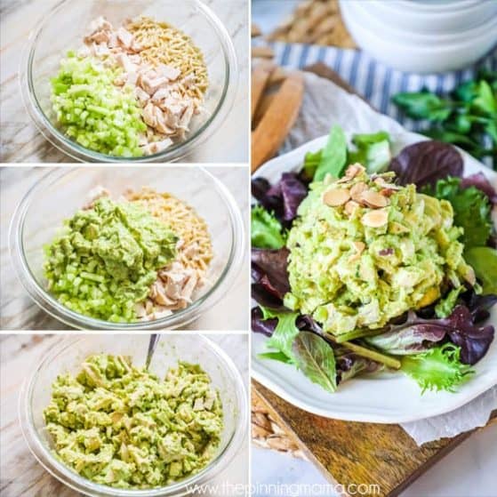 Delicious avocado chicken salad is quick and easy to make.
