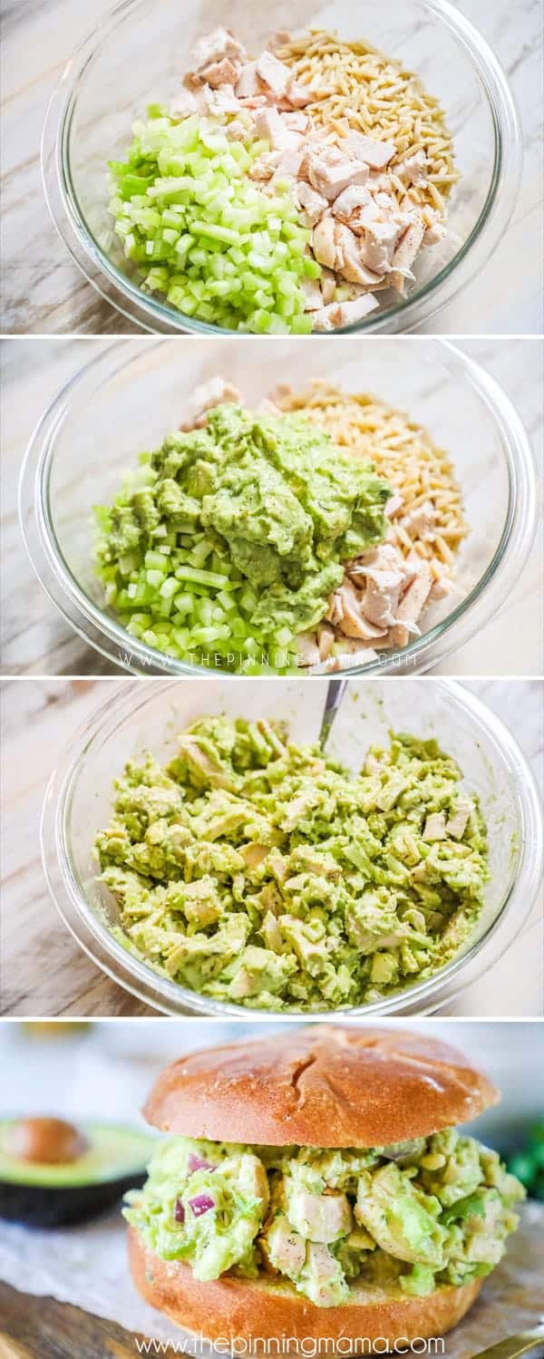 Steps to making avocado chicken salad.